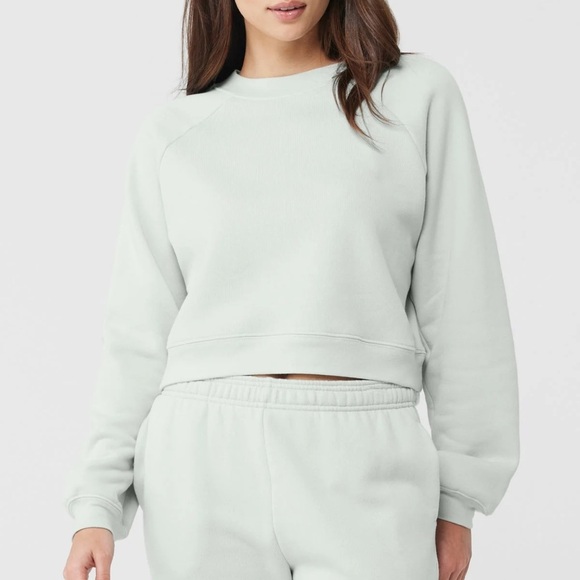 NWOT RARE Abercrombie & Fitch Soft AF Essential Crew in Blue Fog Size S - Picture 1 of 14